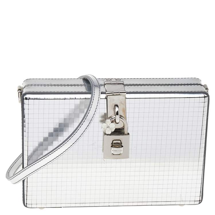 Pre Owned Dolce & Gabbana Metallic Silver Leather Box Clutch