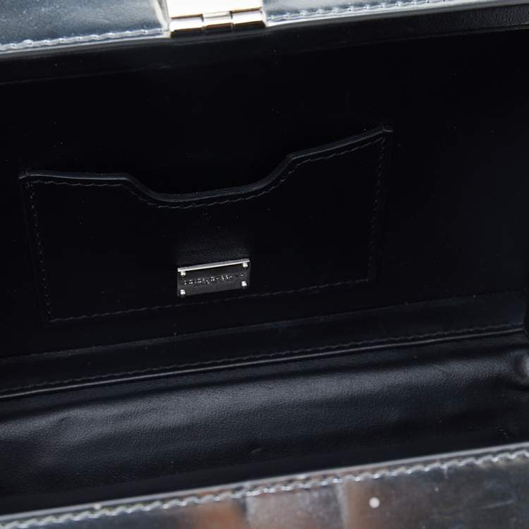 Pre Owned Dolce & Gabbana Metallic Silver Leather Box Clutch