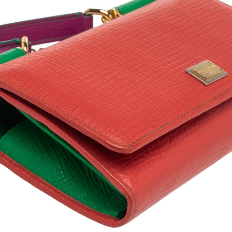 Pre Owned Dolce & Gabbana Multicolor Leather Miss Sicily Von Wallet on Chain