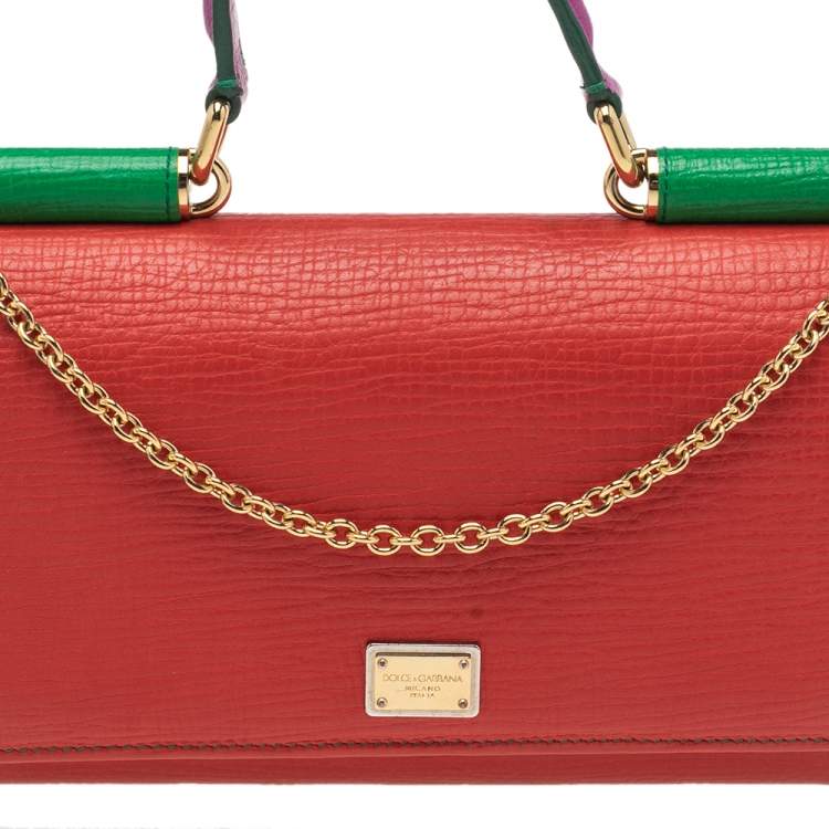 Pre Owned Dolce & Gabbana Multicolor Leather Miss Sicily Von Wallet on Chain