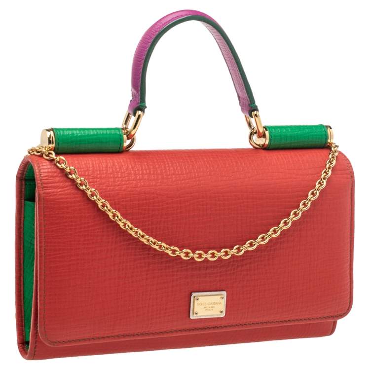 Pre Owned Dolce & Gabbana Multicolor Leather Miss Sicily Von Wallet on Chain