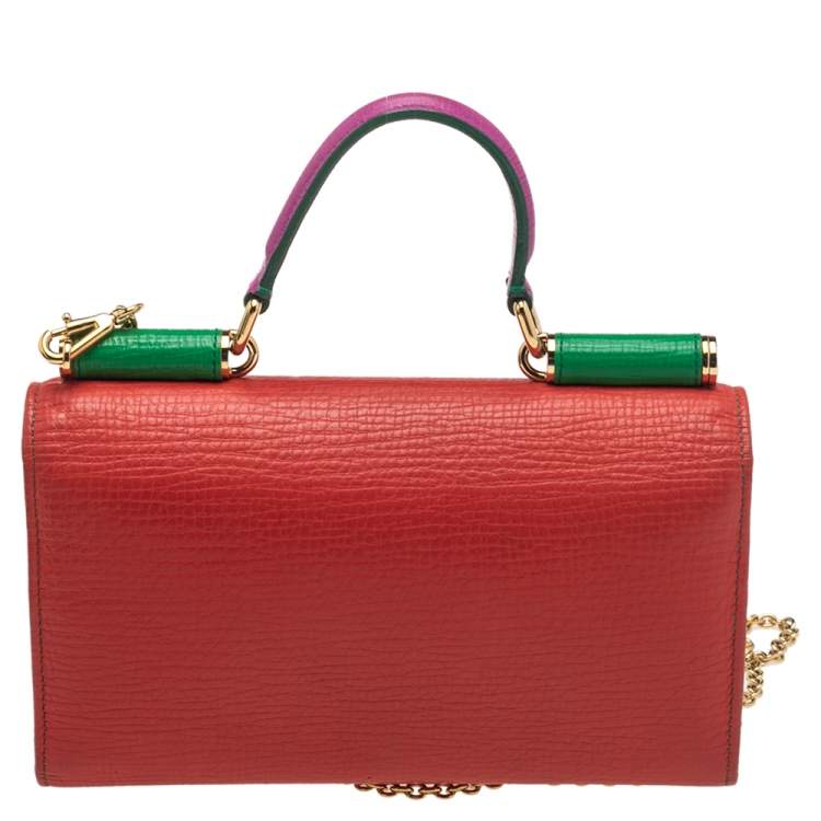 Pre Owned Dolce & Gabbana Multicolor Leather Miss Sicily Von Wallet on Chain