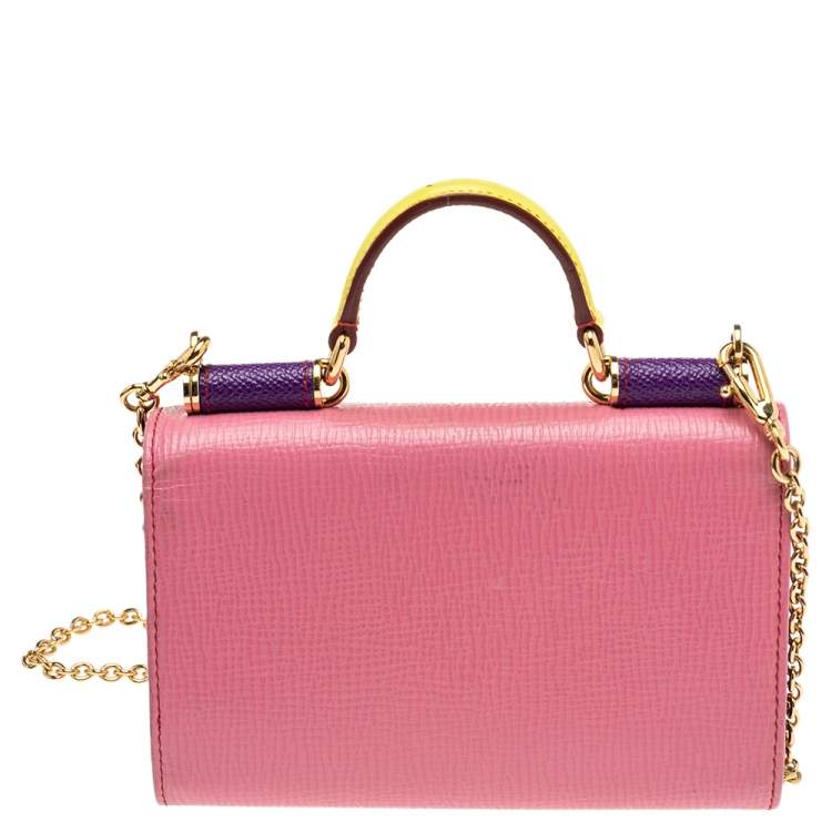 Pre Owned Dolce & Gabbana Multicolor Leather Miss Sicily Von Smartphone Bag