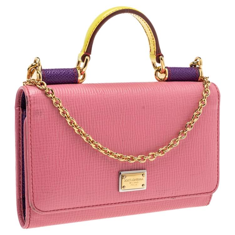 Pre Owned Dolce & Gabbana Multicolor Leather Miss Sicily Von Smartphone Bag