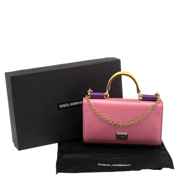 Pre Owned Dolce & Gabbana Multicolor Leather Miss Sicily Von Smartphone Bag