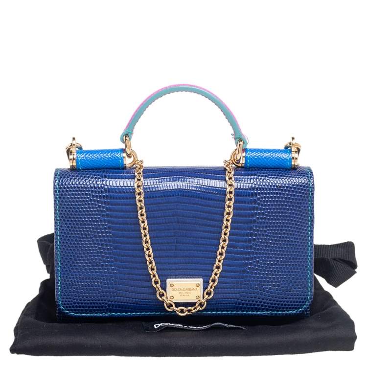 Pre Owned Dolce & Gabbana Multicolor Lizard Embossed Leather Sicily Von Bag
