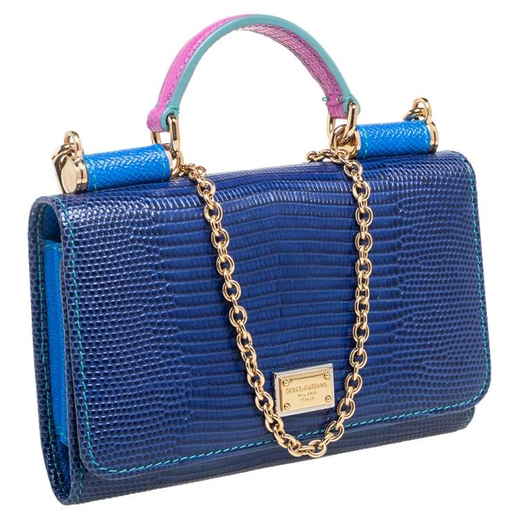 Pre Owned Dolce & Gabbana Multicolor Lizard Embossed Leather Sicily Von Bag