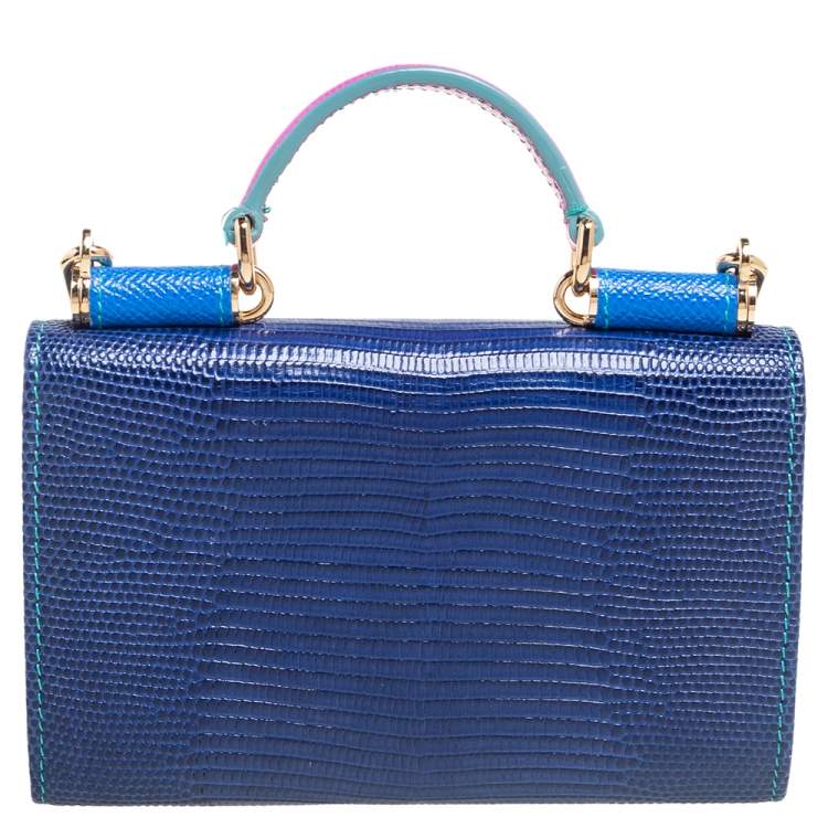 Pre Owned Dolce & Gabbana Multicolor Lizard Embossed Leather Sicily Von Bag