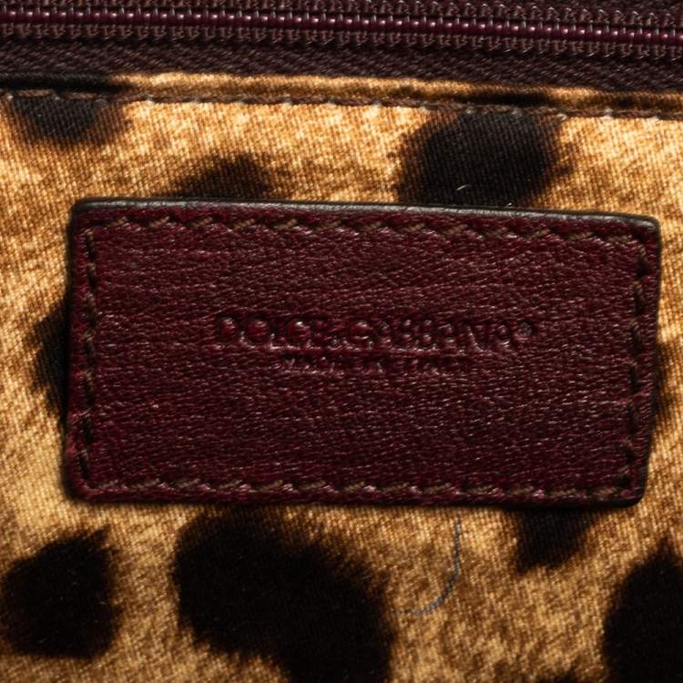 Pre Owned Dolce & Gabbana Burgundy Leather Large Heritage Miss Sicily Top Handle Bag