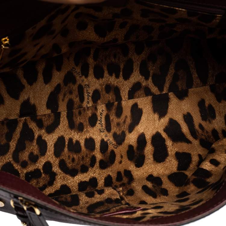Pre Owned Dolce & Gabbana Burgundy Leather Large Heritage Miss Sicily Top Handle Bag
