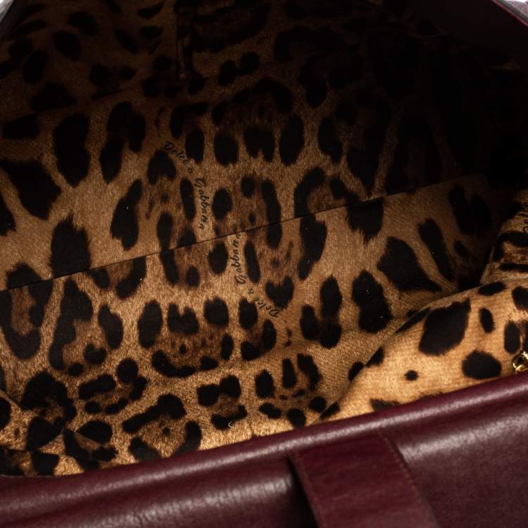 Pre Owned Dolce & Gabbana Burgundy Leather Large Heritage Miss Sicily Top Handle Bag