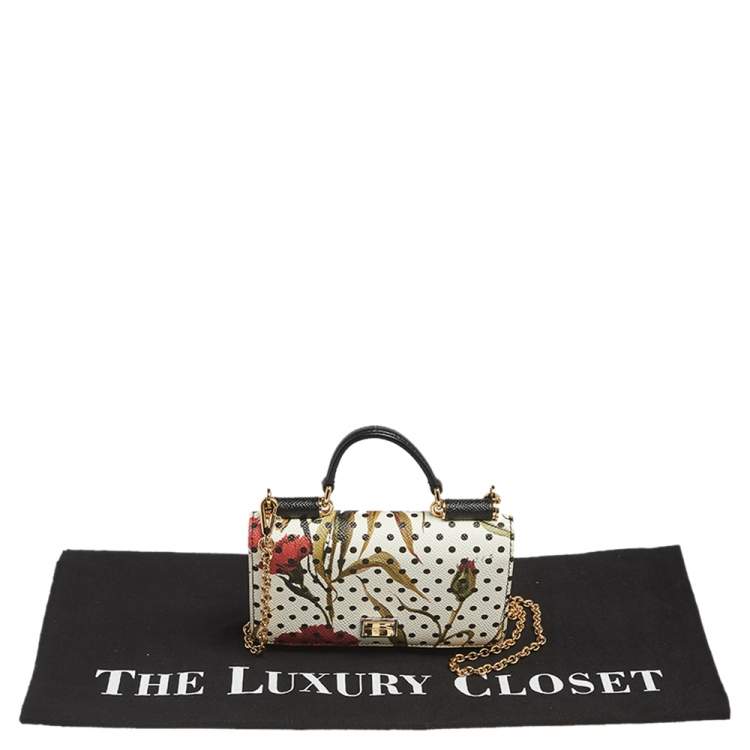 Pre Owned Dolce & Gabbana Multicolor Floral Print Leather Miss Sicily Von Wallet on Chain