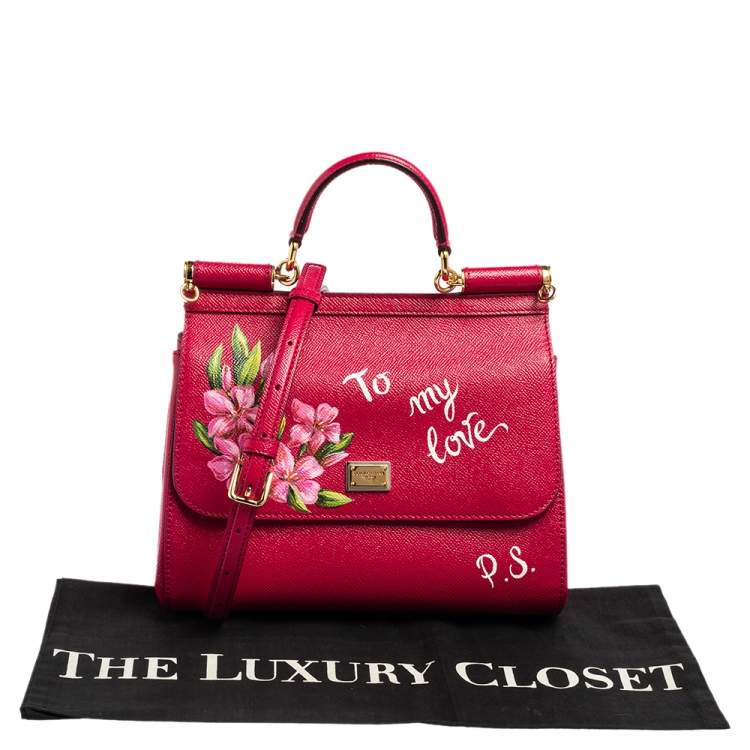 Pre Owned Dolce & Gabbana Pink Leather Medium Miss Sicily Top Handle Bag