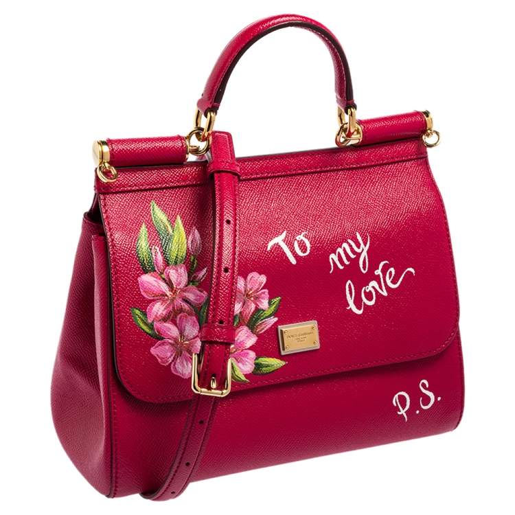 Pre Owned Dolce & Gabbana Pink Leather Medium Miss Sicily Top Handle Bag
