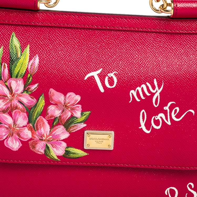 Pre Owned Dolce & Gabbana Pink Leather Medium Miss Sicily Top Handle Bag