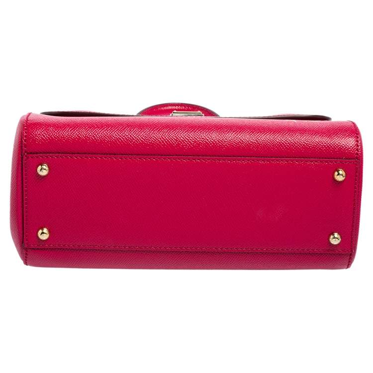 Pre Owned Dolce & Gabbana Pink Leather Medium Miss Sicily Top Handle Bag