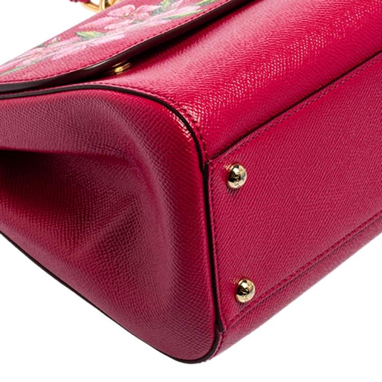 Pre Owned Dolce & Gabbana Pink Leather Medium Miss Sicily Top Handle Bag