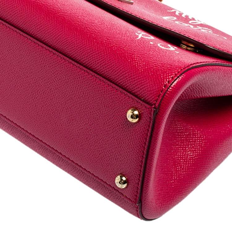 Pre Owned Dolce & Gabbana Pink Leather Medium Miss Sicily Top Handle Bag