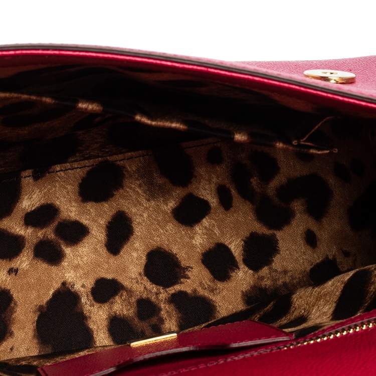Pre Owned Dolce & Gabbana Pink Leather Medium Miss Sicily Top Handle Bag