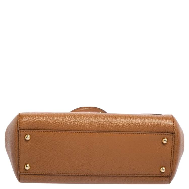 Pre Owned Dolce & Gabbana Brown Leather Medium Miss Sicily Top Handle Bag