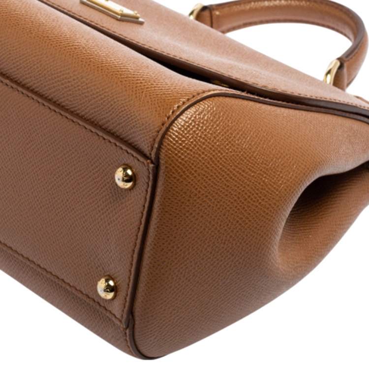 Pre Owned Dolce & Gabbana Brown Leather Medium Miss Sicily Top Handle Bag
