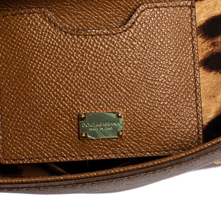 Pre Owned Dolce & Gabbana Brown Leather Medium Miss Sicily Top Handle Bag
