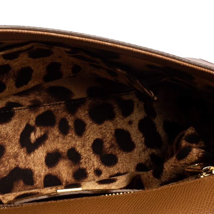 Pre Owned Dolce & Gabbana Brown Leather Medium Miss Sicily Top Handle Bag
