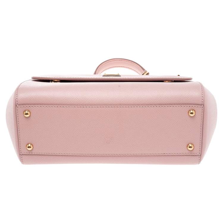 Pre Owned Dolce & Gabbana Baby Pink Leather Medium Miss Sicily Top Handle Bag