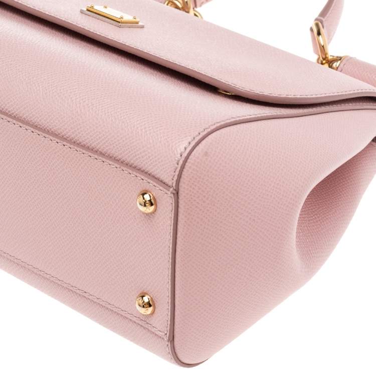 Pre Owned Dolce & Gabbana Baby Pink Leather Medium Miss Sicily Top Handle Bag