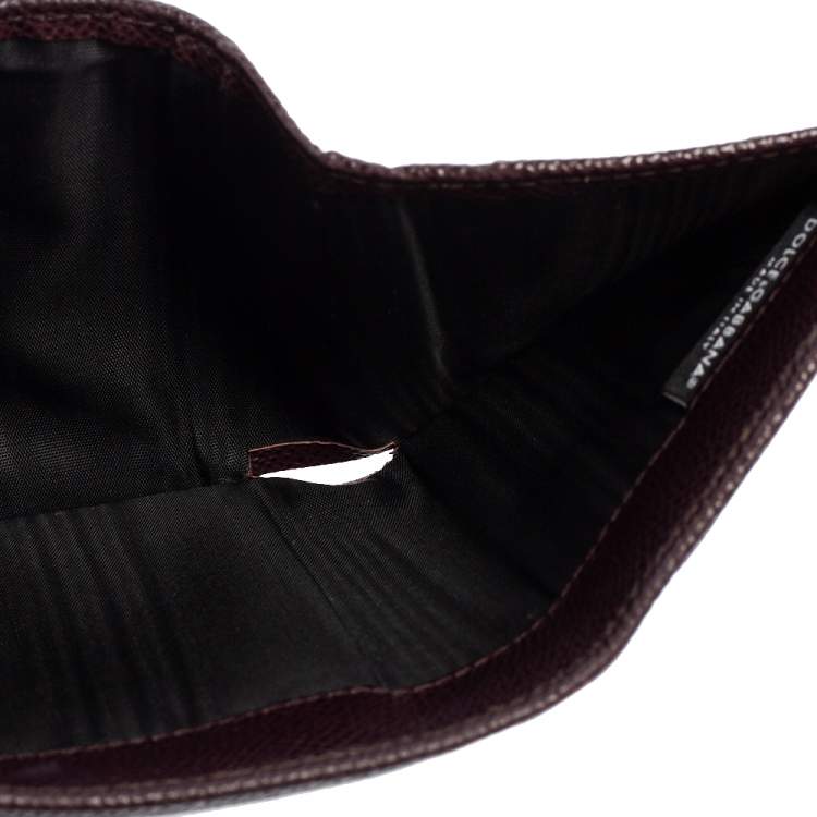 Pre Owned Dolce & Gabbana Plum Leather Trifold Compact Wallet