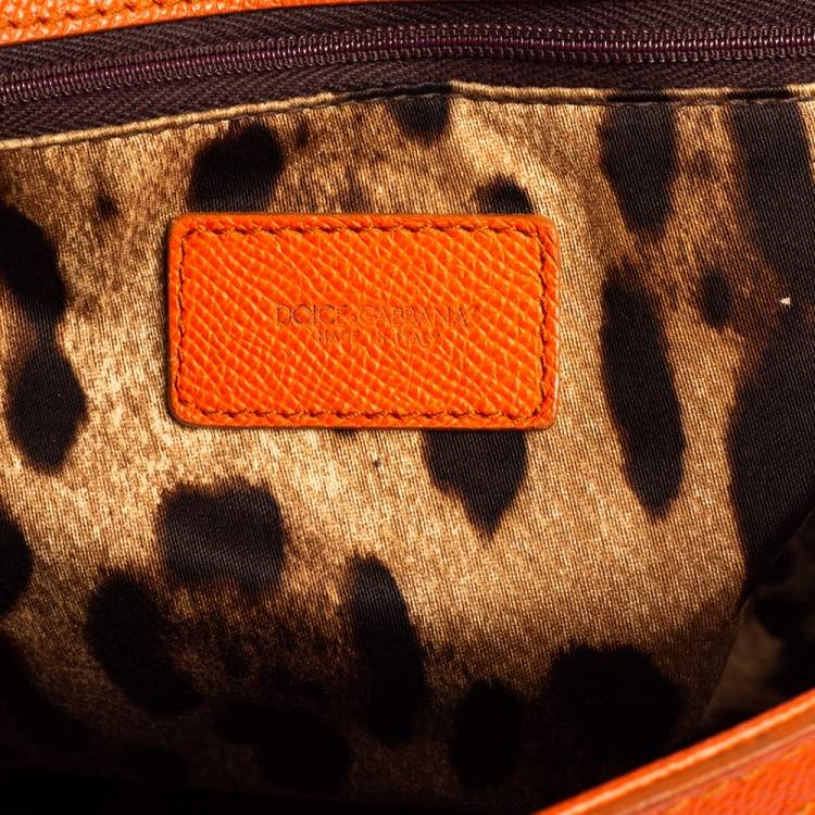 Pre Owned Dolce & Gabbana Orange Leather Large Miss Sicily Top Handle Bag