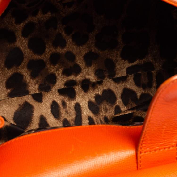 Pre Owned Dolce & Gabbana Orange Leather Large Miss Sicily Top Handle Bag
