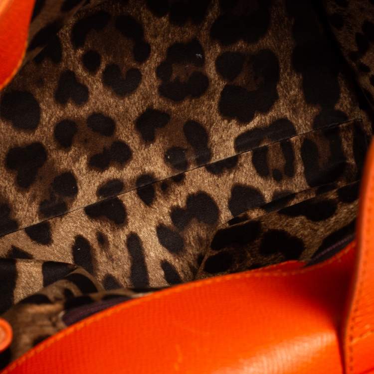 Pre Owned Dolce & Gabbana Orange Leather Large Miss Sicily Top Handle Bag