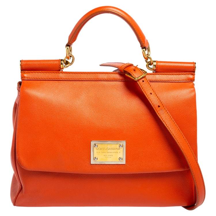 Dolce & Gabbana Orange Leather Large Miss Sicily Top Handle Bag Dolce &  Gabbana | TLC