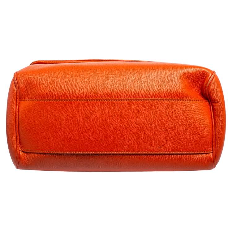 Pre Owned Dolce & Gabbana Orange Leather Large Miss Sicily Top Handle Bag