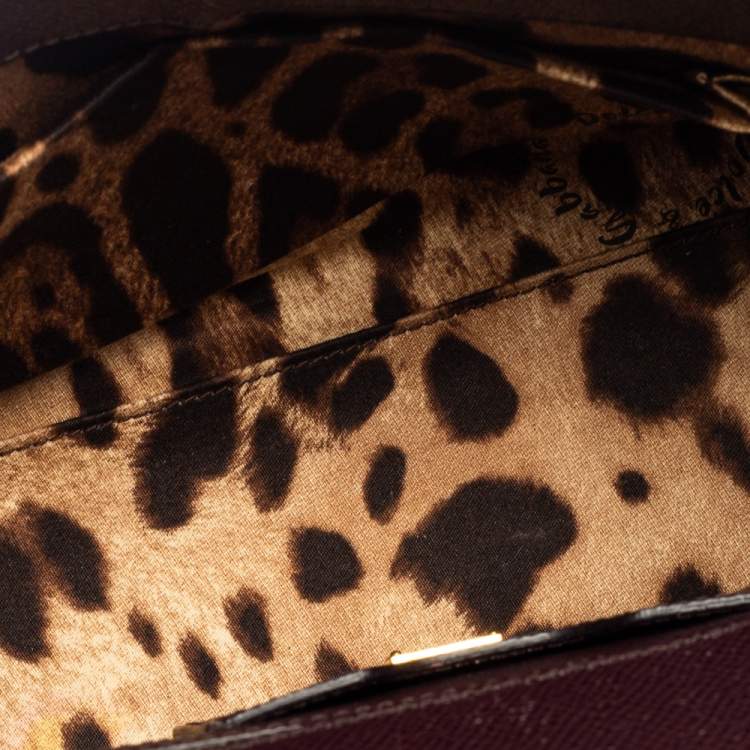 Pre Owned Dolce & Gabbana Plum Leather Medium Miss Sicily Top Handle Bag
