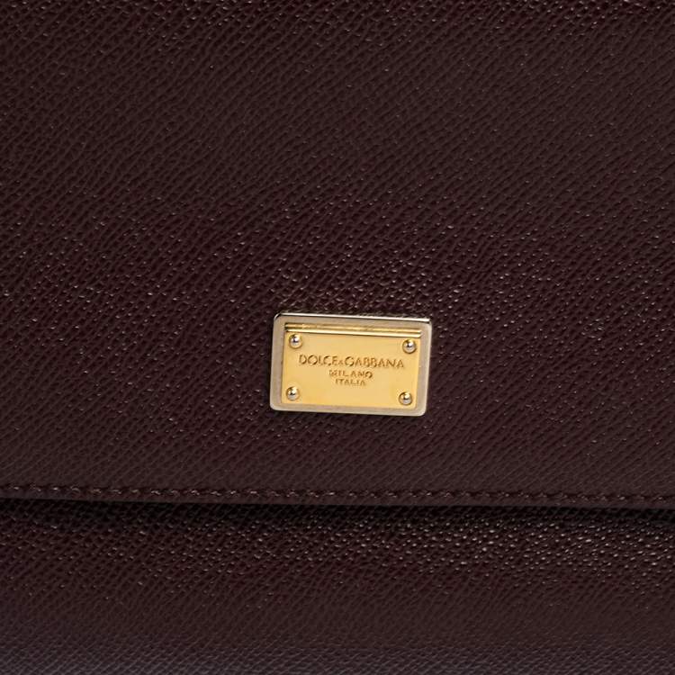 Pre Owned Dolce & Gabbana Plum Leather Medium Miss Sicily Top Handle Bag