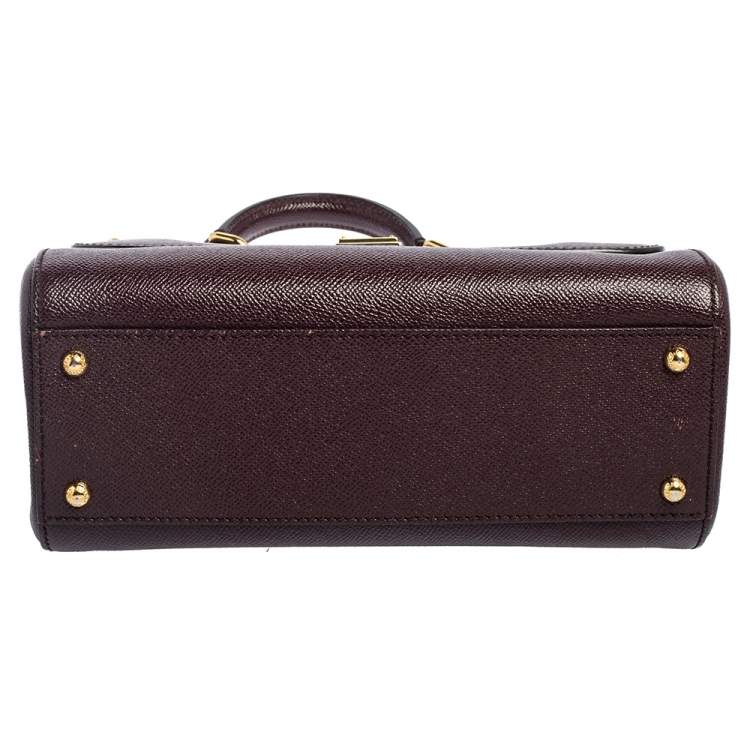 Pre Owned Dolce & Gabbana Plum Leather Medium Miss Sicily Top Handle Bag