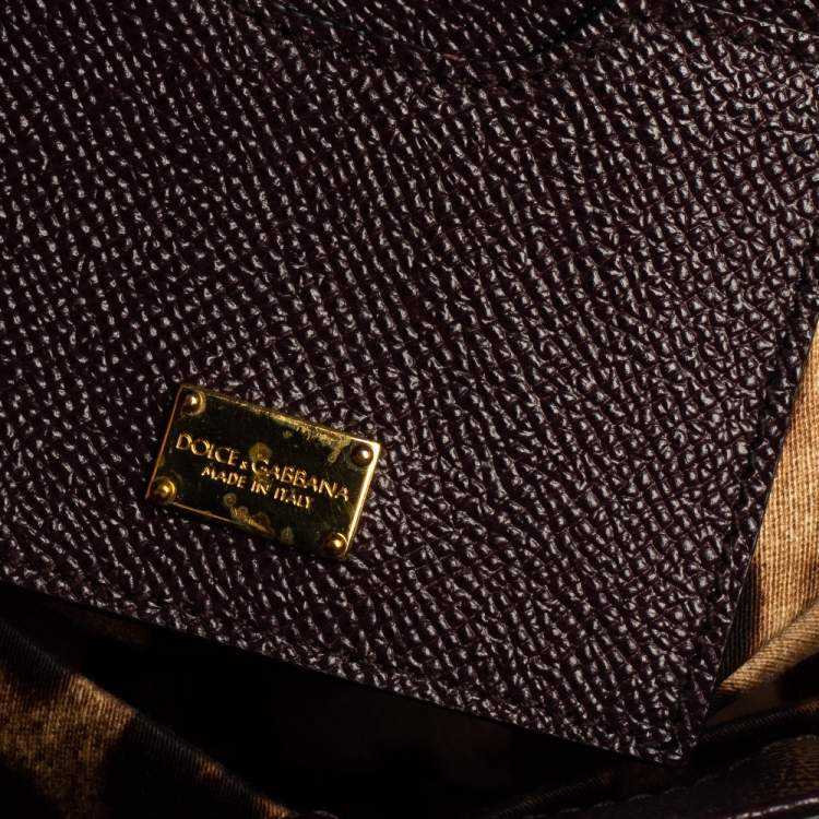 Pre Owned Dolce & Gabbana Plum Leather Medium Miss Sicily Top Handle Bag