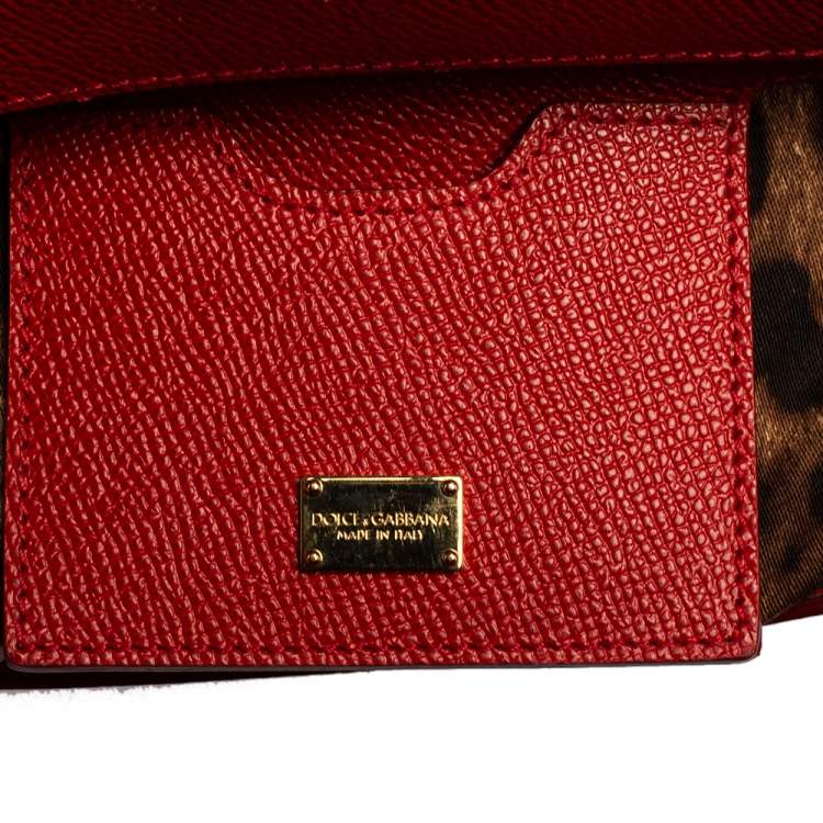 Pre Owned Dolce & Gabbana Red Leather Medium Miss Sicily Top Handle Bag
