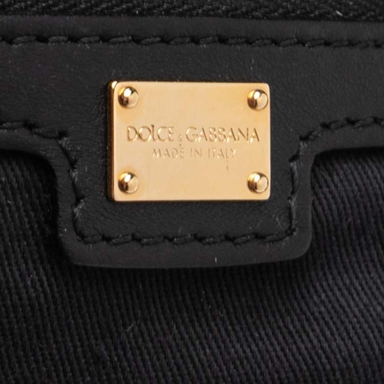 Pre Owned Dolce & Gabbana Black/Brown Leopard Print Leather Miss Sicily Top Handle Bag