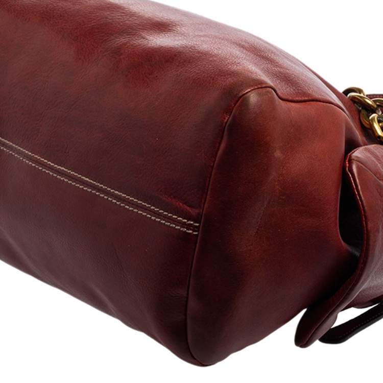 Pre Owned Dolce & Gabbana Cinnamon Brown Leather Miss Savvy Tote