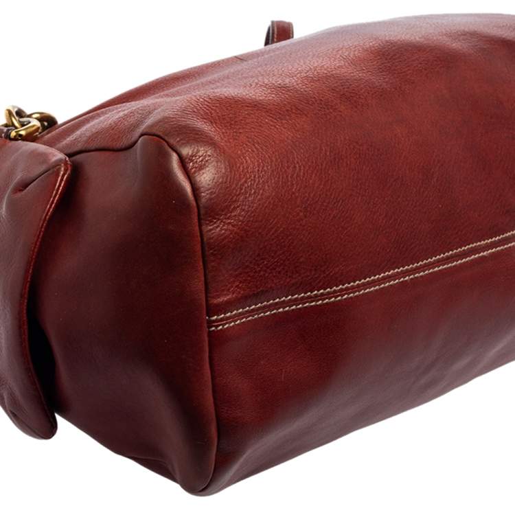 Pre Owned Dolce & Gabbana Cinnamon Brown Leather Miss Savvy Tote