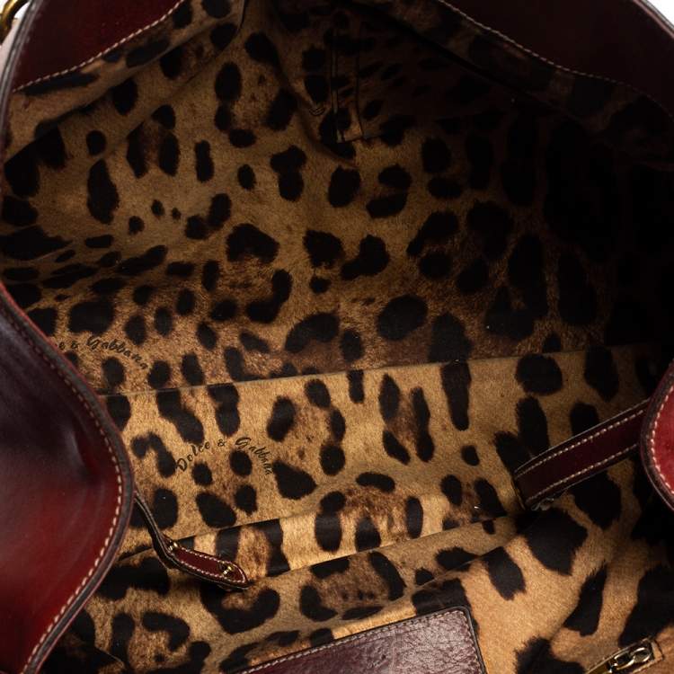Pre Owned Dolce & Gabbana Cinnamon Brown Leather Miss Savvy Tote