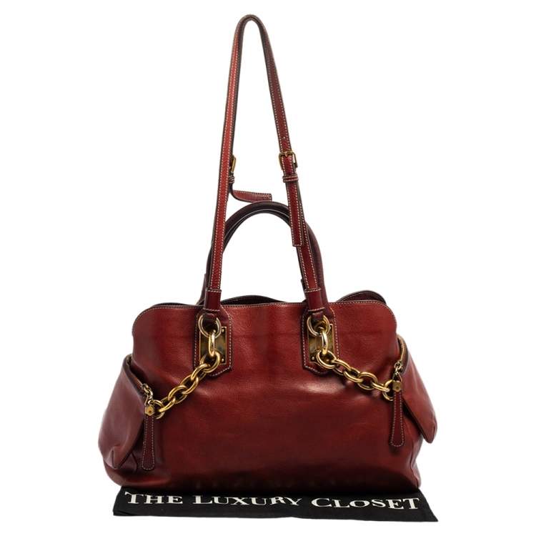 Pre Owned Dolce & Gabbana Cinnamon Brown Leather Miss Savvy Tote