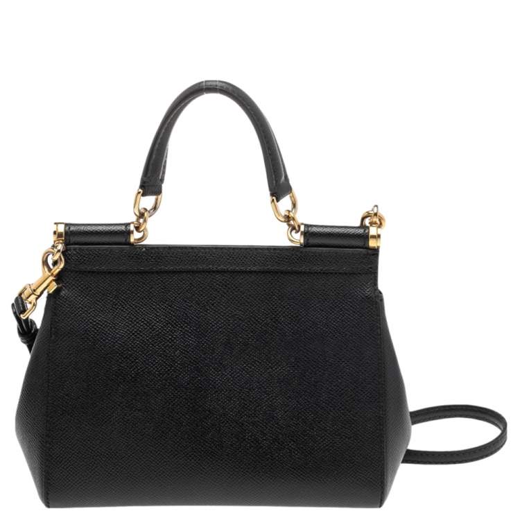 Pre Owned Dolce & Gabbana Black Leather Small Miss Sicily Top Handle Bag