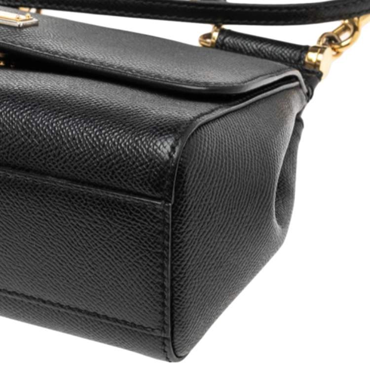 Pre Owned Dolce & Gabbana Black Leather Small Miss Sicily Top Handle Bag