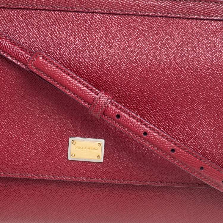 Pre Owned Dolce & Gabbana Red Leather Medium Miss Sicily Top Handle Bag