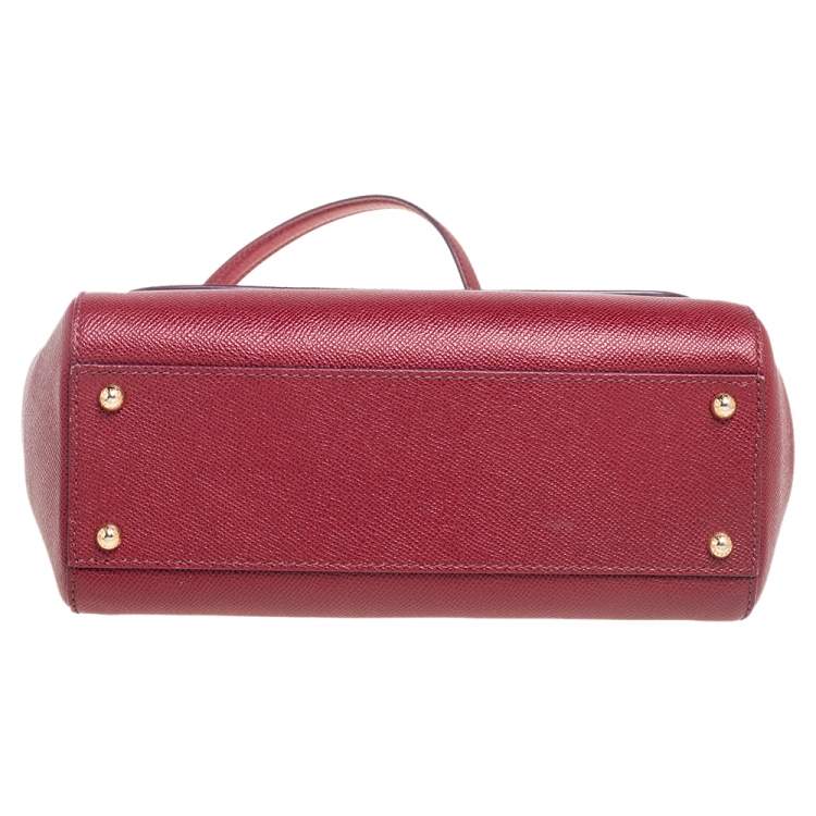 Pre Owned Dolce & Gabbana Red Leather Medium Miss Sicily Top Handle Bag