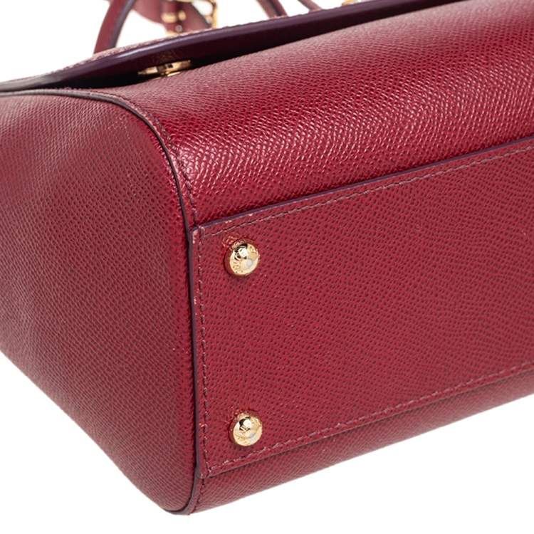 Pre Owned Dolce & Gabbana Red Leather Medium Miss Sicily Top Handle Bag